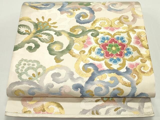 平和屋着物○六通柄袋帯 唐織 大和夢文様 金糸 引箔 正絹 逸品