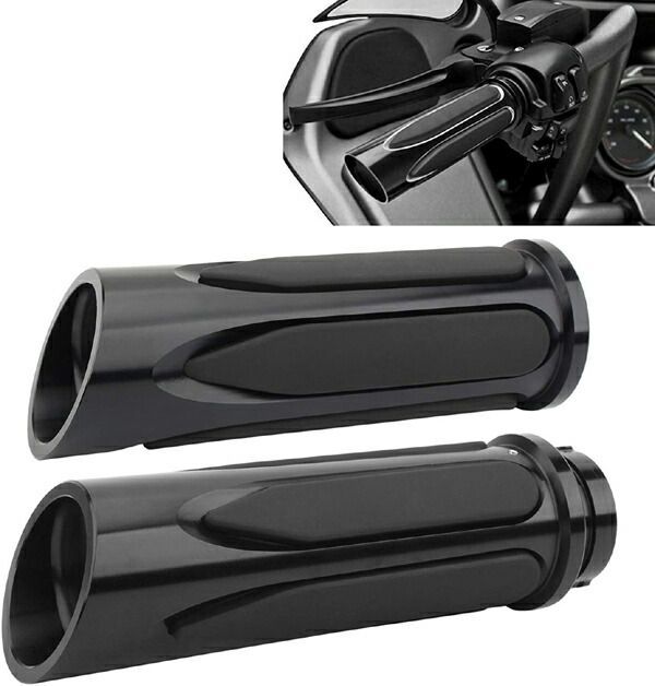 BLK ハーレー グリップ ディープカット ケーブル アイアン ダイナ ツーリング ソフテイル スポーツスター XL883 FXDL FLSTN FLSTC 48 FLH FLT フォーティエイト