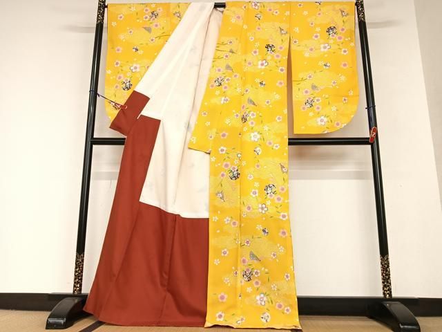 平和屋着物●小振袖　二尺袖　花鈴鞠文　金彩　洗える着物　未使用　AAAW9289zg 平和屋着物○小振袖 二尺袖 花鈴鞠文 金彩 洗える着物 未使用