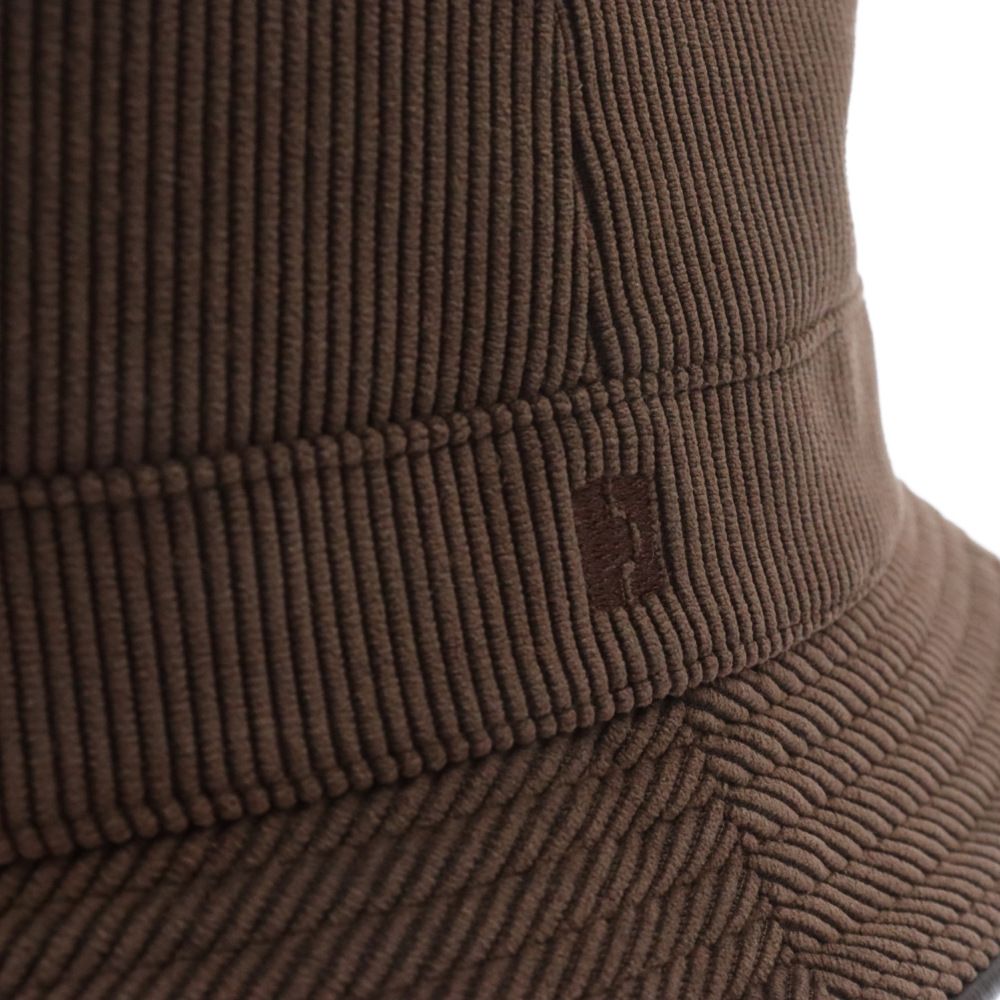 秋冬/HERMES (エルメス) ロゴ刺繍 コーデュロイバケットハット