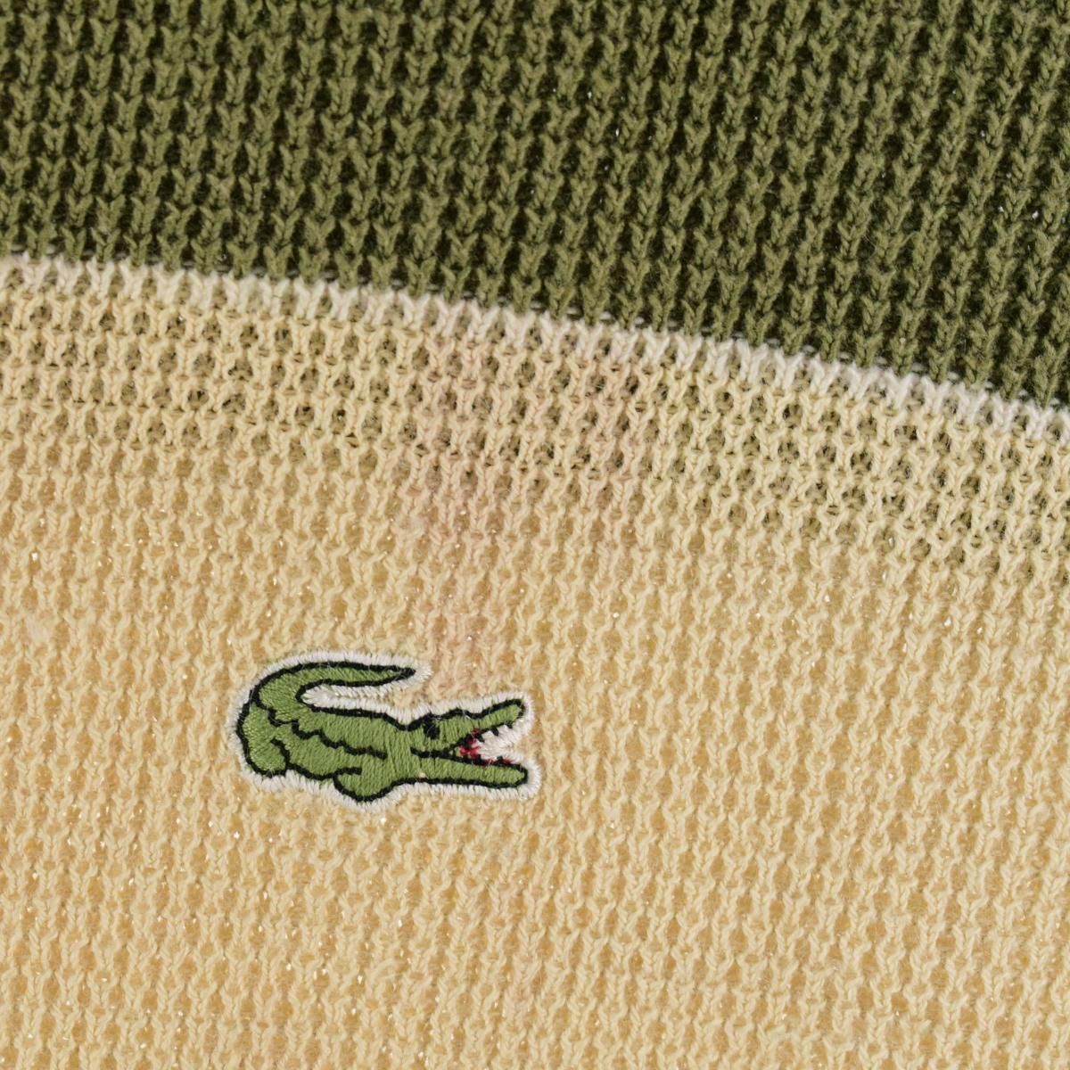 古着 ラコステ LACOSTE ボーダー柄 アクリル×コットンニットセーター