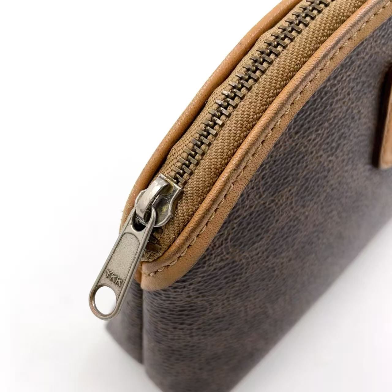 美品 セリーヌ CELINE ポーチ ブラウン CELINE マカダム レザー×PVC