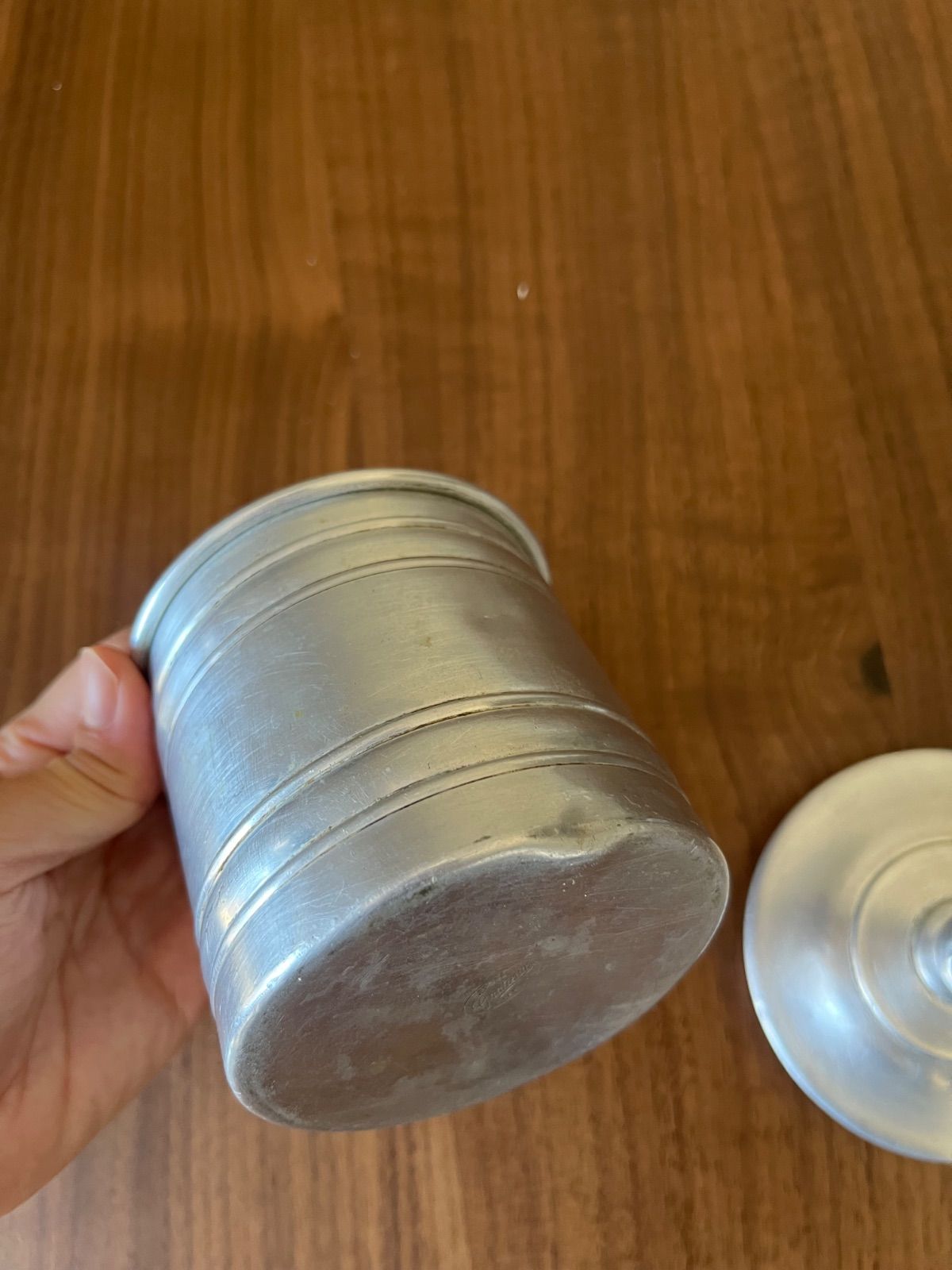 フランスアンティークアルミ製キャニスター