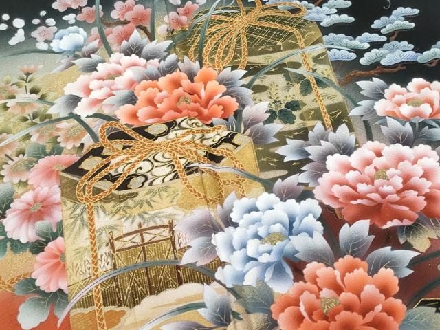 平和屋着物□訪問着 草花文 螺鈿 暈し染め 金銀彩 正絹 逸品