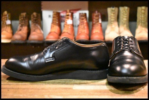 9.5D 24年 レッドウィング 101 ポストマン シューズ 黒 ブラック シャパラル 短靴 ローカット ブーツ redwing HOPESMORE FI289