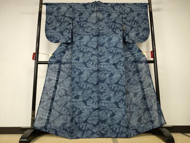 平和屋着物∴夏物 浴衣 綿紅梅 扇面風景文 綿 AABC1822jd