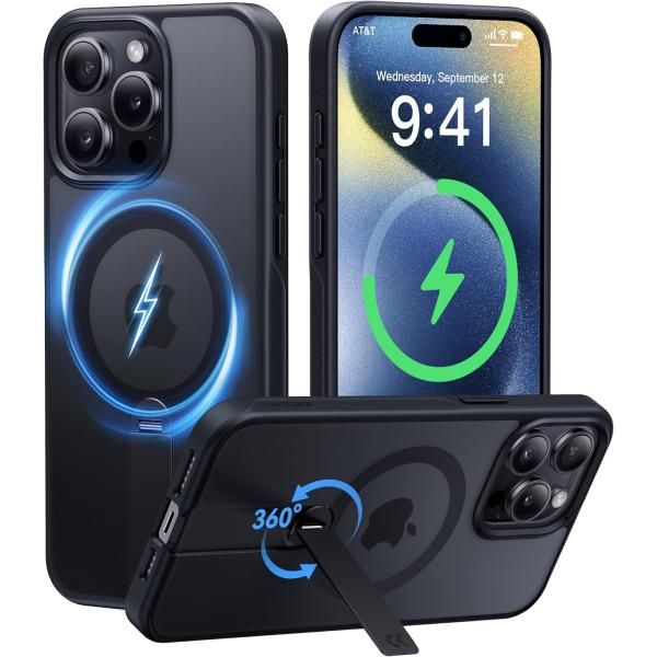 CASEKOO ブルー クリア iPhoneマグネットケース 透き通る上質感・定点360°回転CASEKOO iPhone 17 用ケース クリア 耐