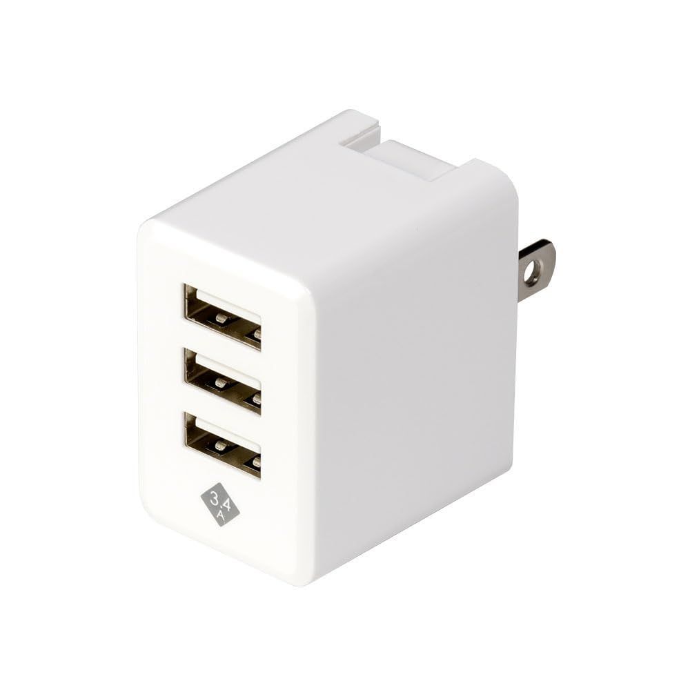 新品 Digio2 USB充電器 3ポート ナカバヤシ(Nakabayashi) 3.4A スマートIC搭載 ホワイト Z9492