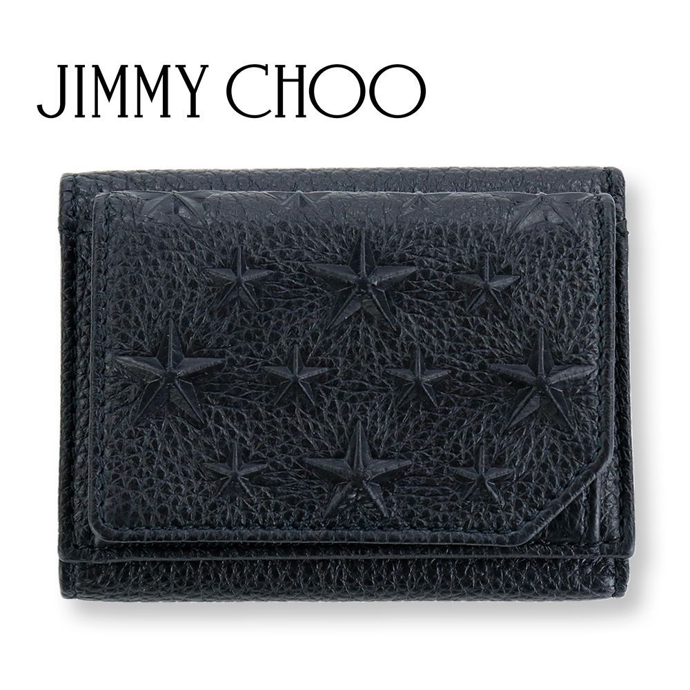 ジミーチュウ 財布 三つ折り Jimmy Choo STAR EMBOSS BLACK