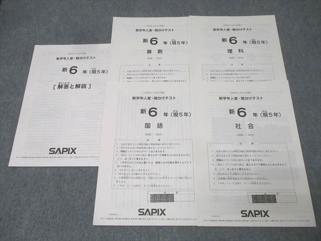 SAPIX サピックス 新6年(現5年) 新学年入室・組分けテスト 国語