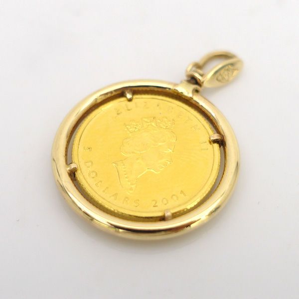 ◆メープルリーフ金貨 1|10oz ペンダントトップ 枠14K 2001年 ブランド