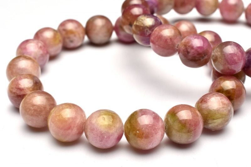 レア！ウォーターメロントルマリン　ブレスレット9mm バイカラー 10月誕生石 活力 調和 才能の開花 癒し 心痛解消鉄