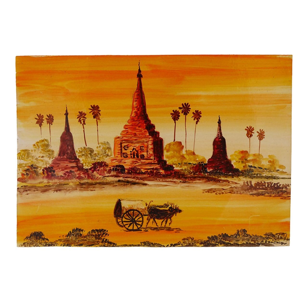 ミャンマーのパゴダ(油絵）