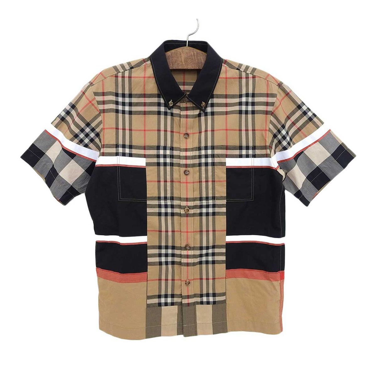 バーバリー ホーリング パッチワーク チェック スポーツ シャツ メンズ ブラウン ブラック 他 BURBERRY アパレル 小物