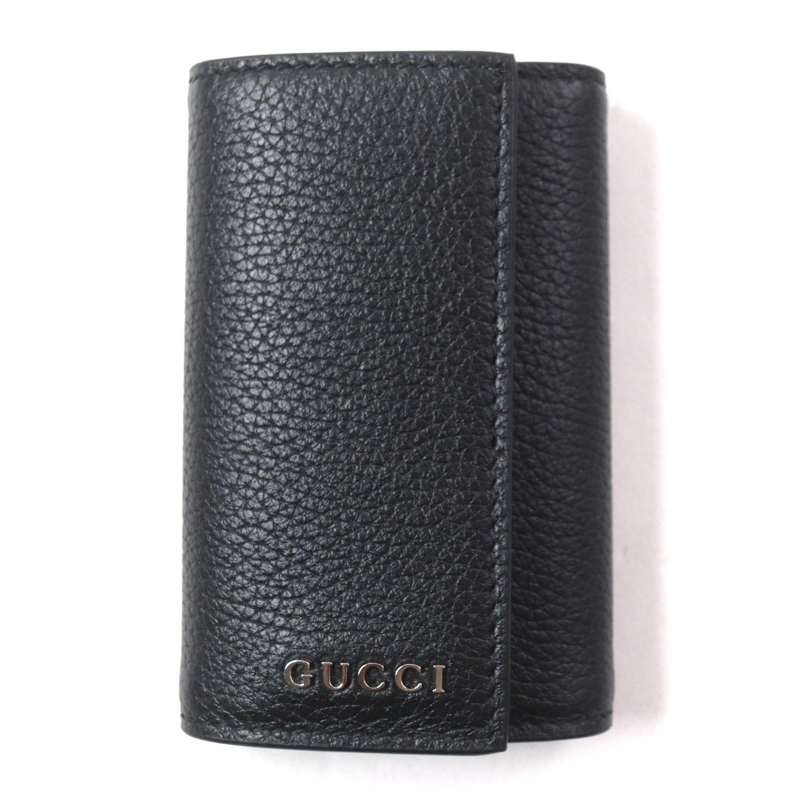 GUCCI グッチ 771156 ロゴ金具 6連 レザー キーホルダー キーケース ブラック シルバー金具 箱 保存袋付き イタリア製 メンズ 定価56 100円