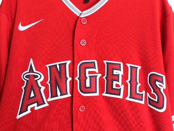 大谷翔平 エンゼルス ベースボール シャツ メンズ S / MLB オフィシャル ナイキ 大リーグ スウッシュ ユニフォーム ゲームシャツ 重ね着 赤 大谷翔平 エンゼルス ベースボール シャツ メンズ S / MLB