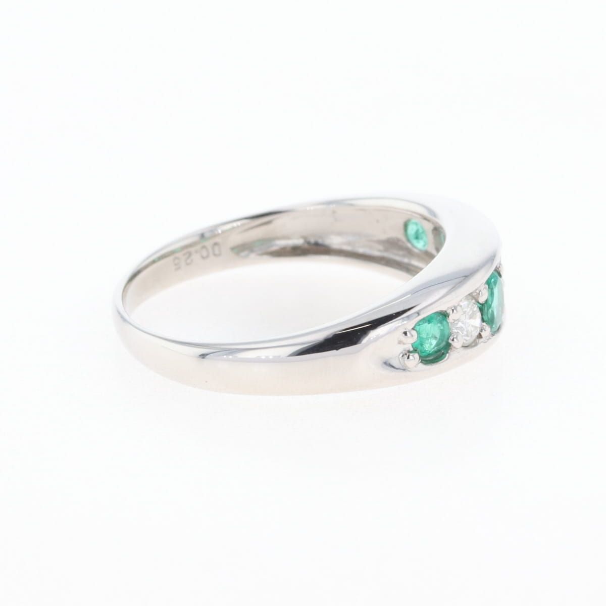 Pt900 エメラルド ダイヤモンド デザインリング 19号 5g プラチナ 指輪