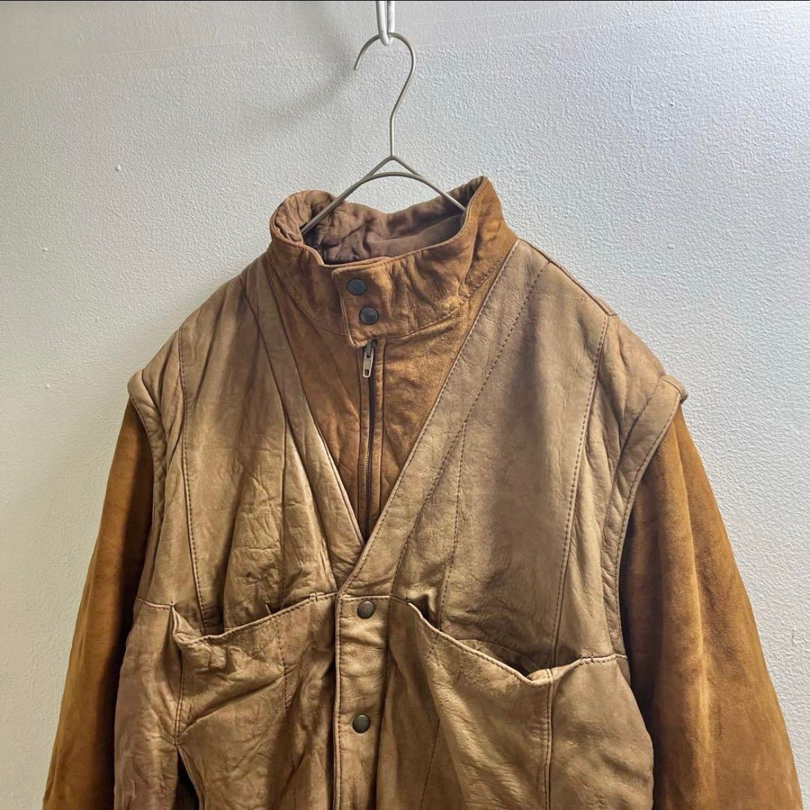 イタリア製 ヴィンテージ ヨーロッパ レザージャケット 80s ブルゾン