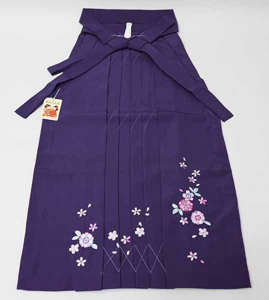 袴 刺繍 行灯袴 単品 女児 ヘラあり 13才用 紫地 袴丈85cm 陽気