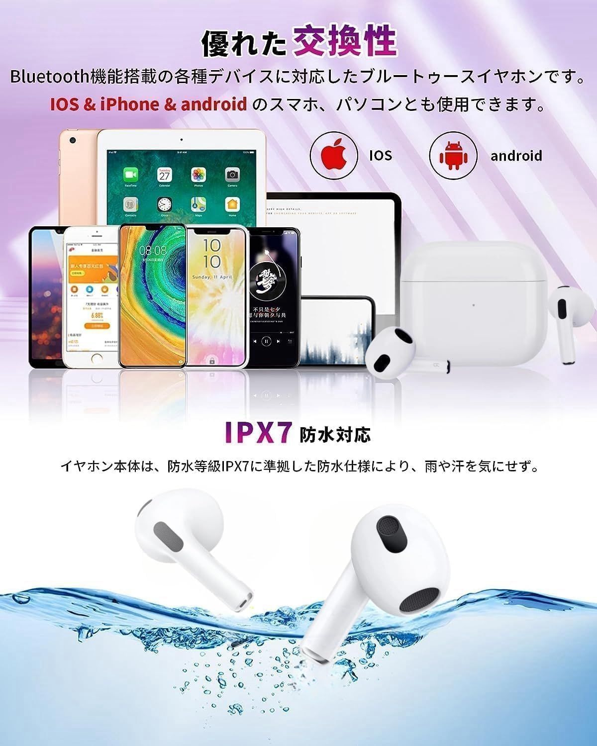 【在庫処分】【MFi認証エアポッツ】AirPods エアポッツプロ イヤホンえあほっつブルートゥースイヤホンワイヤレスイヤホンAirpods ProイヤホンBluetooth5.3インイヤインイヤーエアポッズインイヤイヤホン瞬時接続自動ペアHI-FIイヤホン 