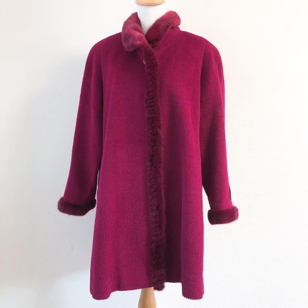 極美品 ALPACA アルパカ ミドルコート アウター レッド ウール M