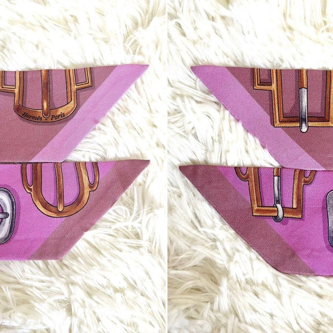 【美品✨】エルメス　ツイリー　バックルモチーフ　パープル 美品✨】エルメス ツイリー バックルモチーフ パープル 【公式通販】