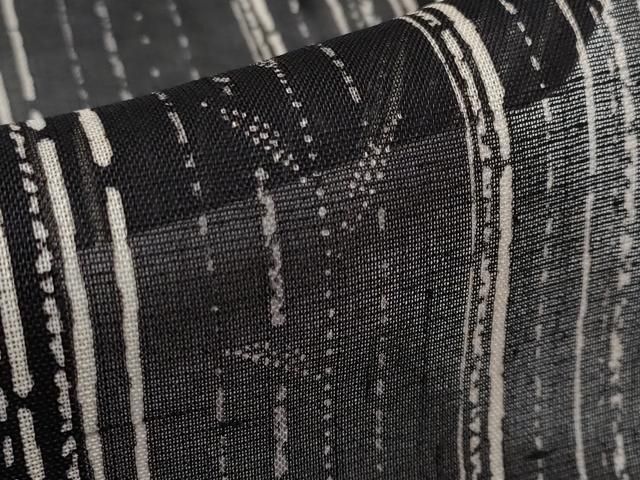 平和屋着物□極上 夏物 絹芭蕉 枝葉文 黒地 逸品 CYAA2860s5