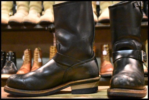 【8D 中古 PT99プリント 旧シルエット 05年】レッドウィング 2268 エンジニア 黒 ブラッククローム スチールトゥ ブーツ redwing HOPESMORE【EK676】