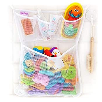 Tub Cubby Bath Toy Organizer with複数のポケット+ボーナスの4?Heavy Dutyロックサクションカップと耐久性金型Resistantメッシュ洗濯可能+ Sure