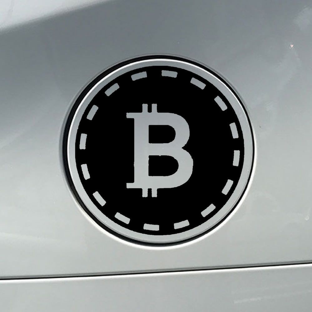 車 ステッカー 13cm ビットコイン 仮想通貨 給油口 おもしろ バイク かっこいい カー用品 かわいい シール おしゃれ 転写式 黒 送料無料