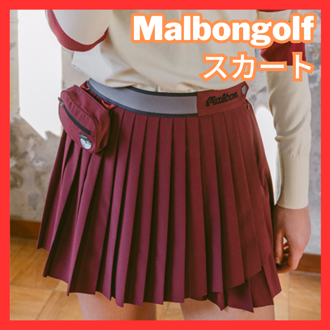 スイーツ柄 ブルー Malbon golf スカート プリーツ S ブラック