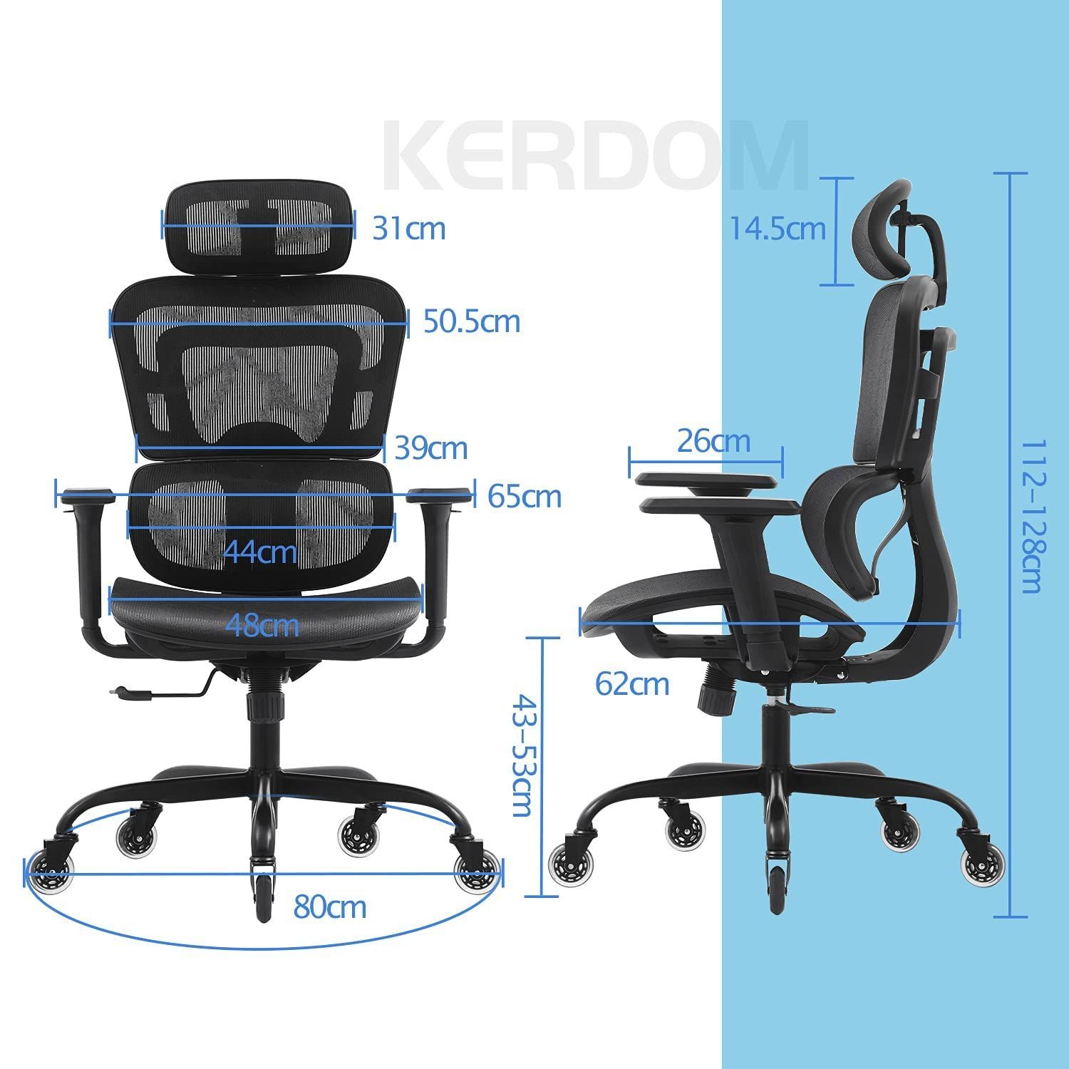 KERDOM ワークチェア リクライニングチェア オフィスチェア 人間工学椅子