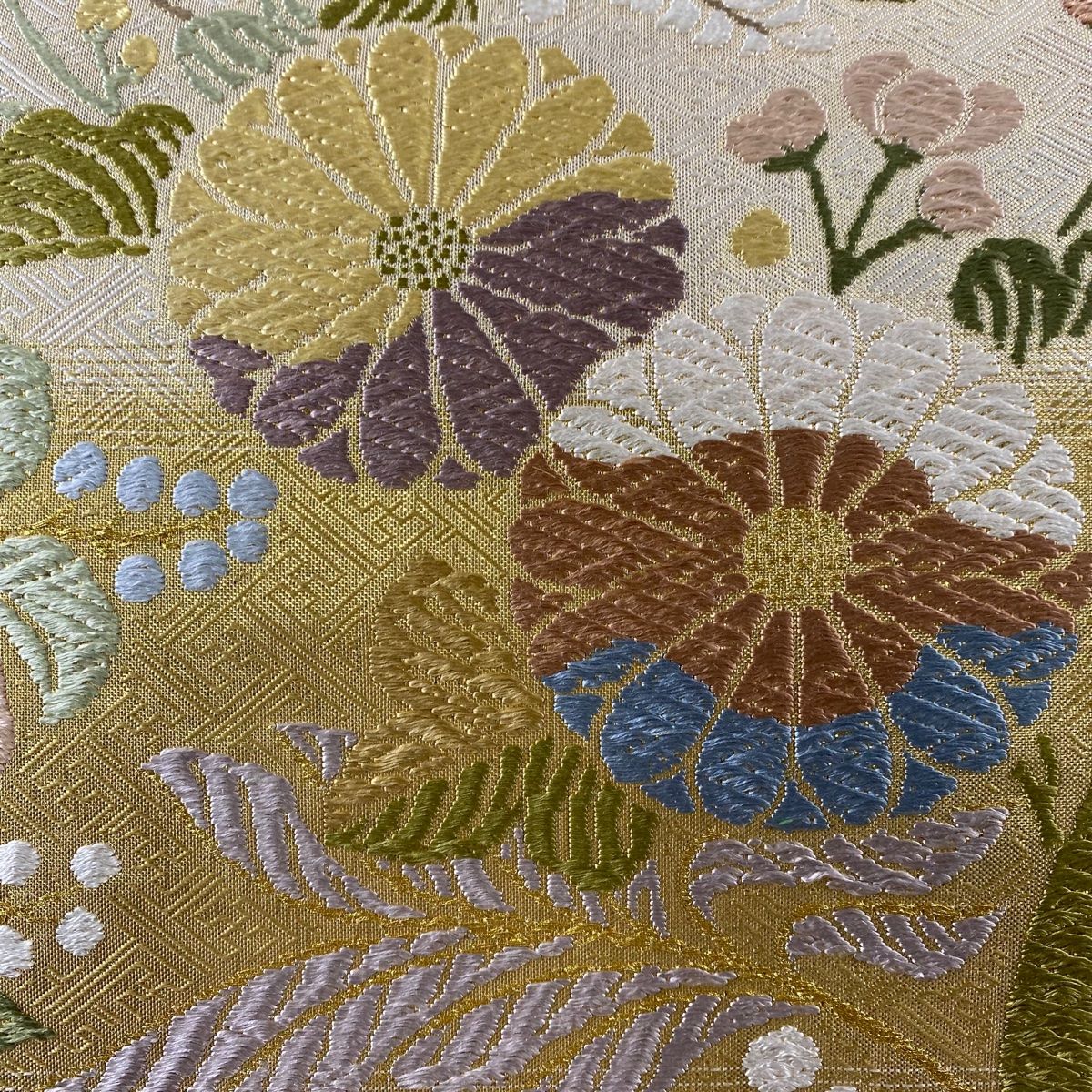 袋帯 美品 秀品 笠松 藤 箔 唐織 ベージュ 六通 正絹 【中古】 【公式 