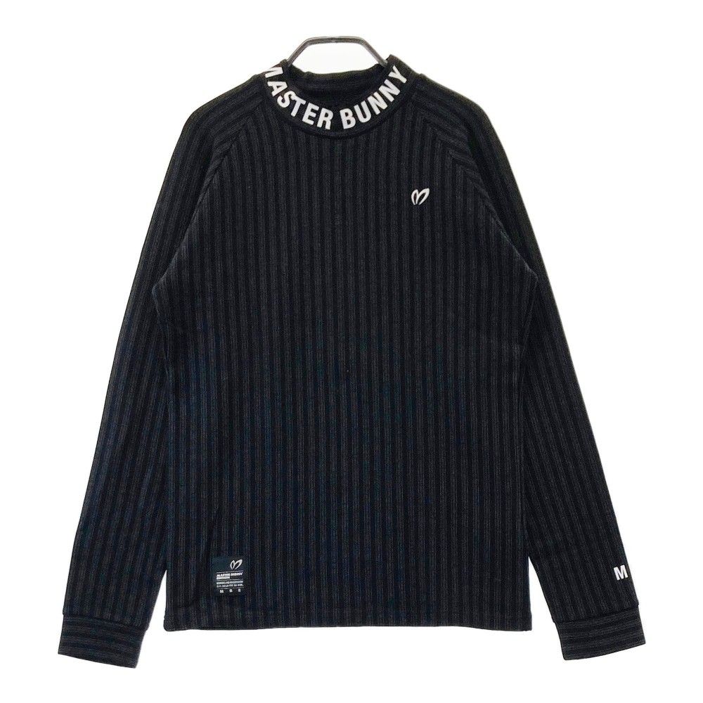 サイズ：2 MASTER BUNNY EDITION マスターバニーエディション 2022年 モックネック 長袖Tシャツ ストライプ柄 ブラック系 [240101447385] ゴルフウェア レディース ストスト