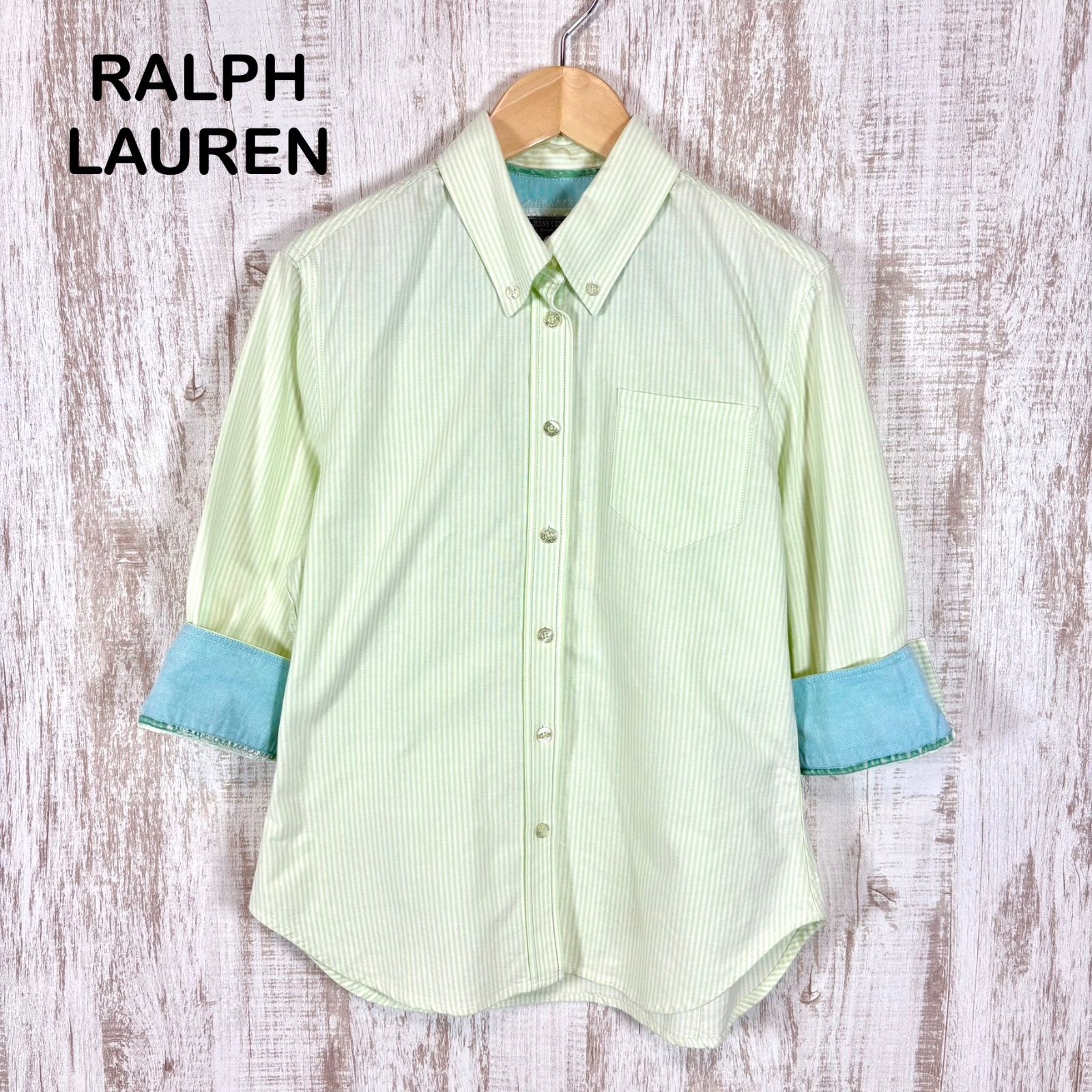 ポロの緑ストライプボタンダウンシャツ POLO JEANS COMPANY RALPH 