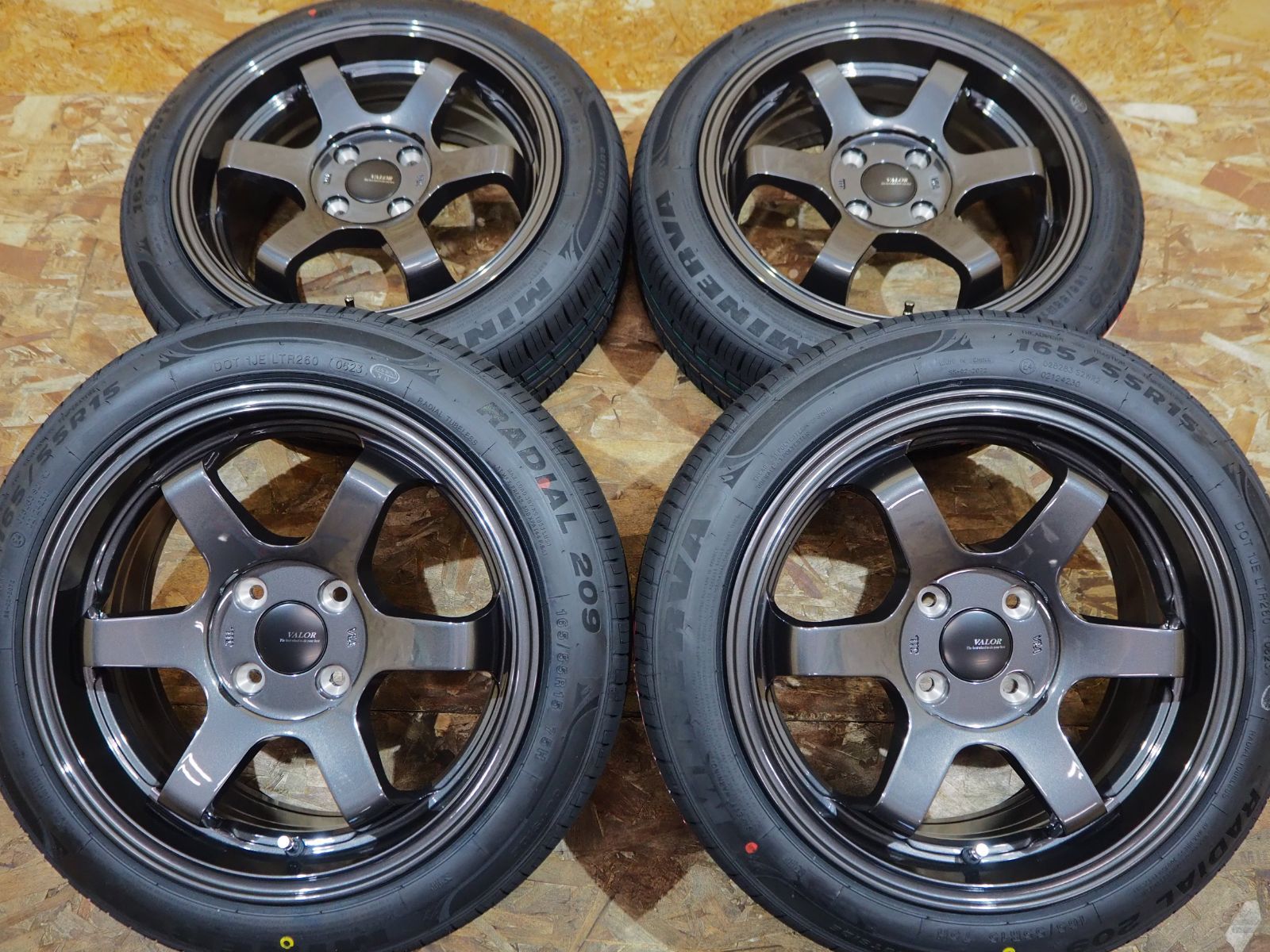 逆ゾリ 165|55R15 6.5J 38 4H100 人気 深リム 軽量 引っ張り タイヤホイールセット 1台分 アルト スペーシア ワゴンR ウェイク キャスト タント ムーヴ ミラ N-BOX デイズ ピクシス カスタム ガンメタリック