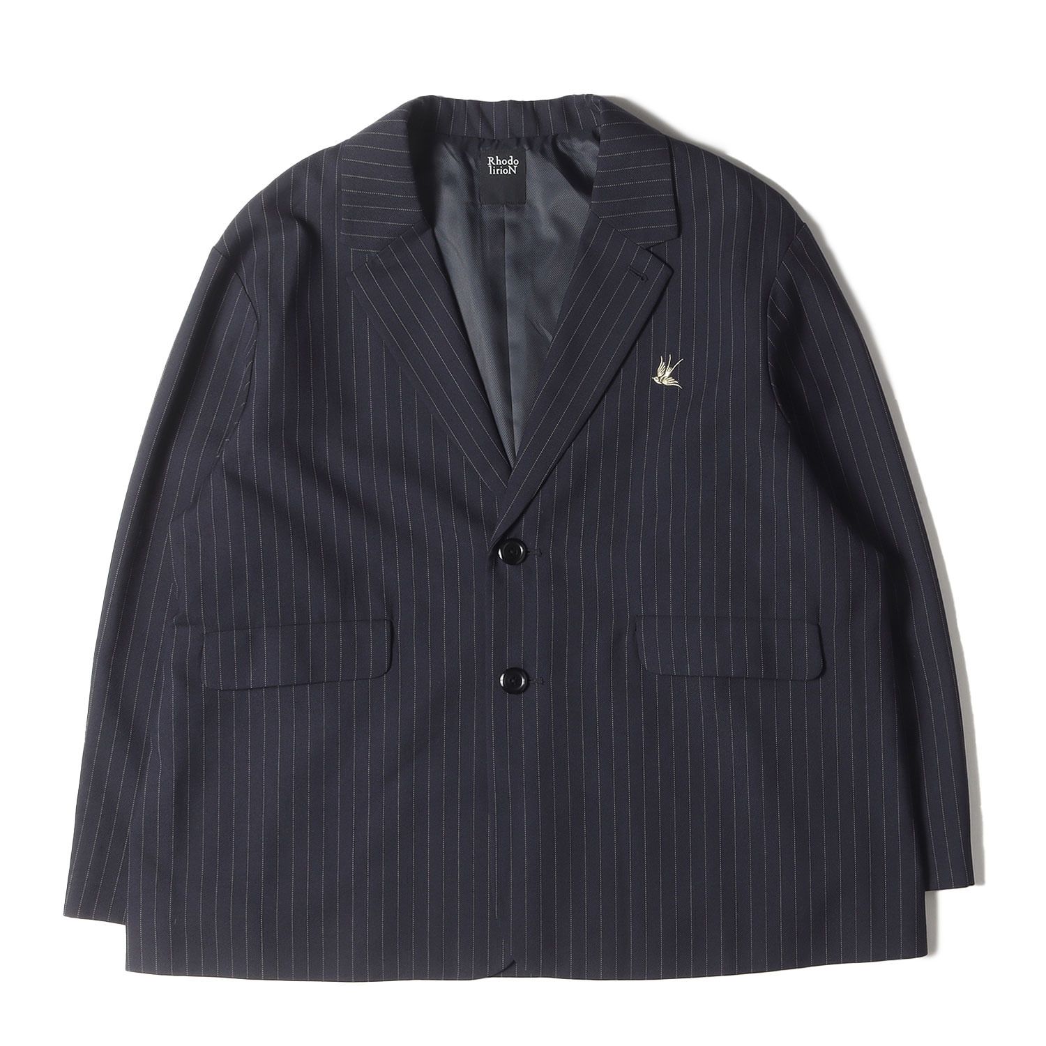 RHODOLIRION ロドリリオン 23AW IMA ZINE別注 RhodolirioN for MEN meets TANY ピンストライプ ジャケット フリル ピンストライプ パンツ | ネイビー 紺 レディース