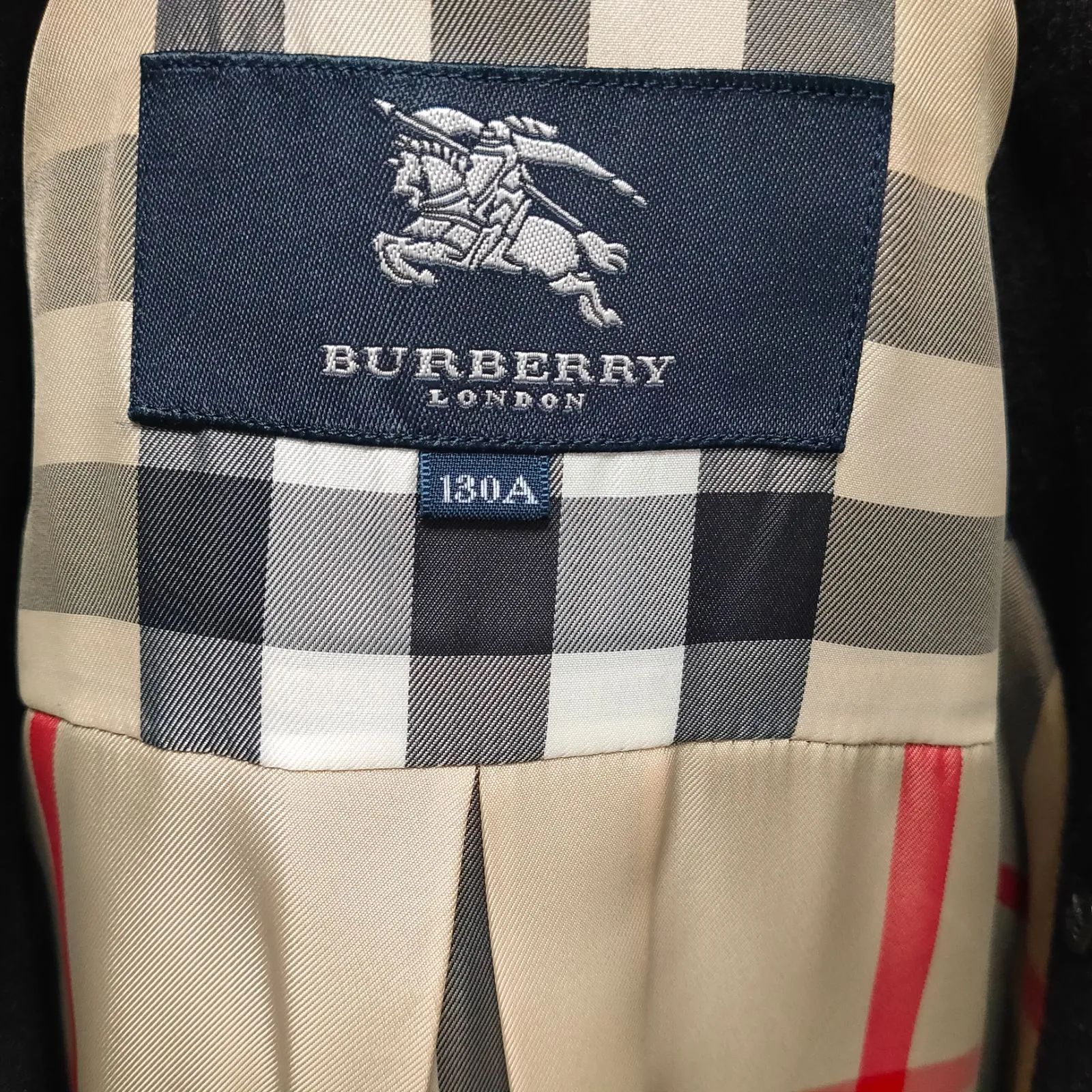 BURBERRY ノバチェック バーバリー ロンドン ウール 130 子供服 コート Pコート アウター ブラック フォーマル 受験 七五三 ピーコート