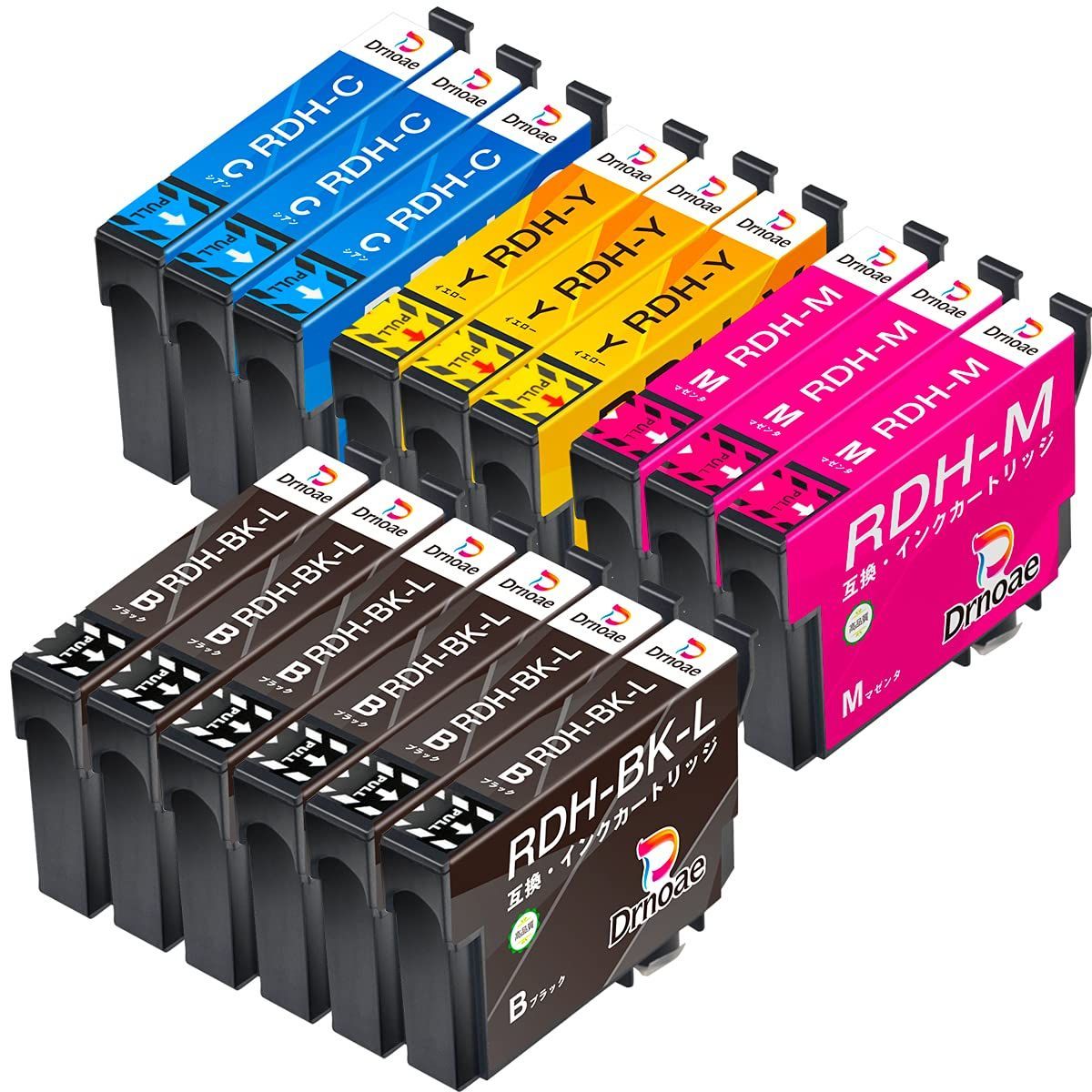 【新着商品】インクカートリッジ RDH-4CL 互換インクカートリッジ 互換 RDH リコーダー インク エプソン 互換インク PX-048A PX-049A Epson対応 大容量/説明書付/残量表示/個包装 Drnoae製