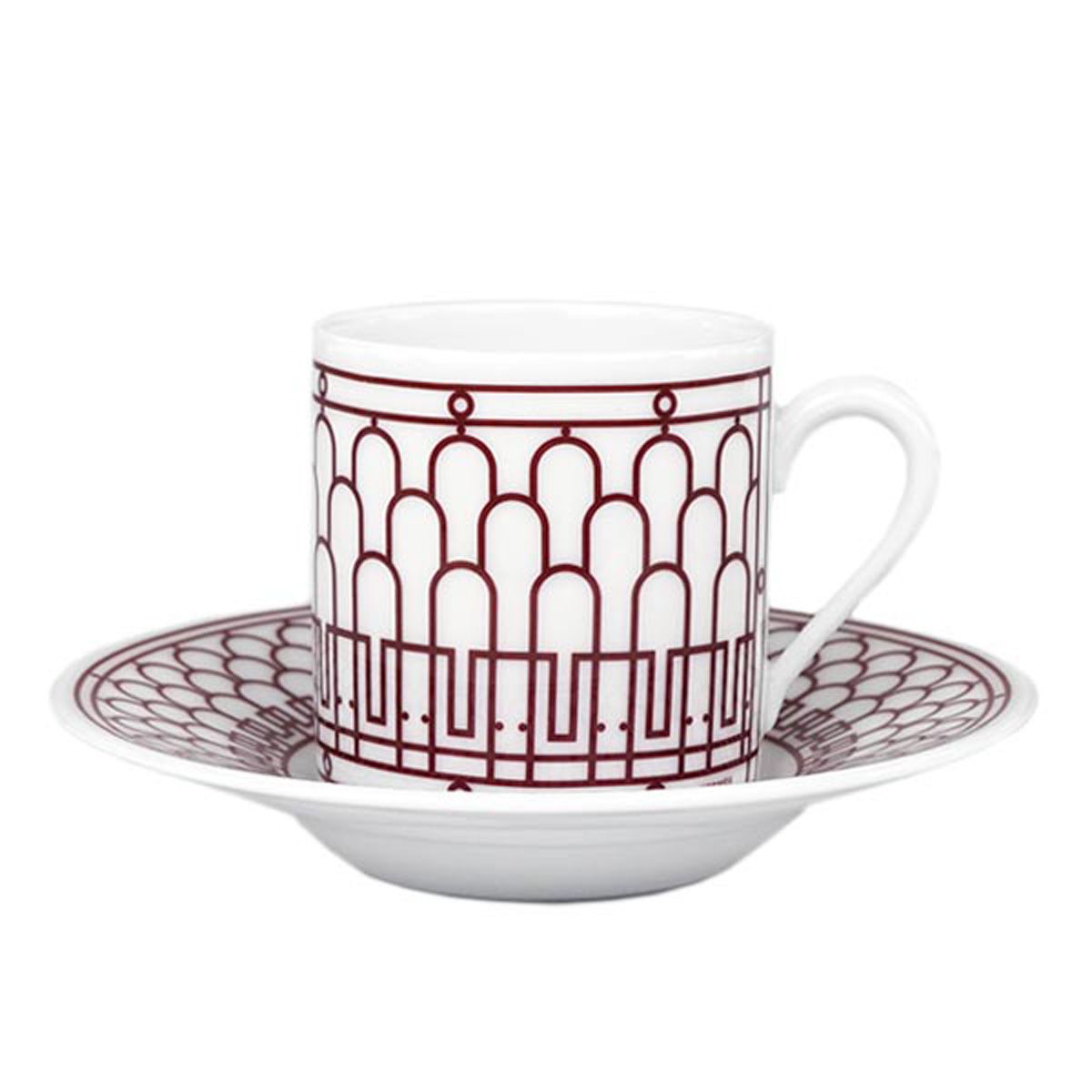 エルメス 食器 HERMES 041017P H DECO ROUGE COFFEE CUP AND SAUCER Hデコ コーヒー カップ-ソーサー ペア ROUGE レッド＋ホワイト