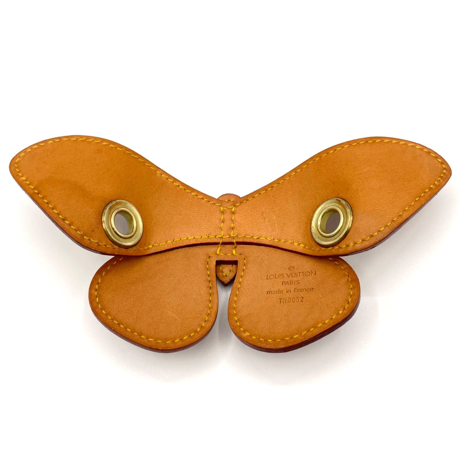 LOUIS VUITTON Calfskin Butterfly Hair Pin Barette Brown 212272