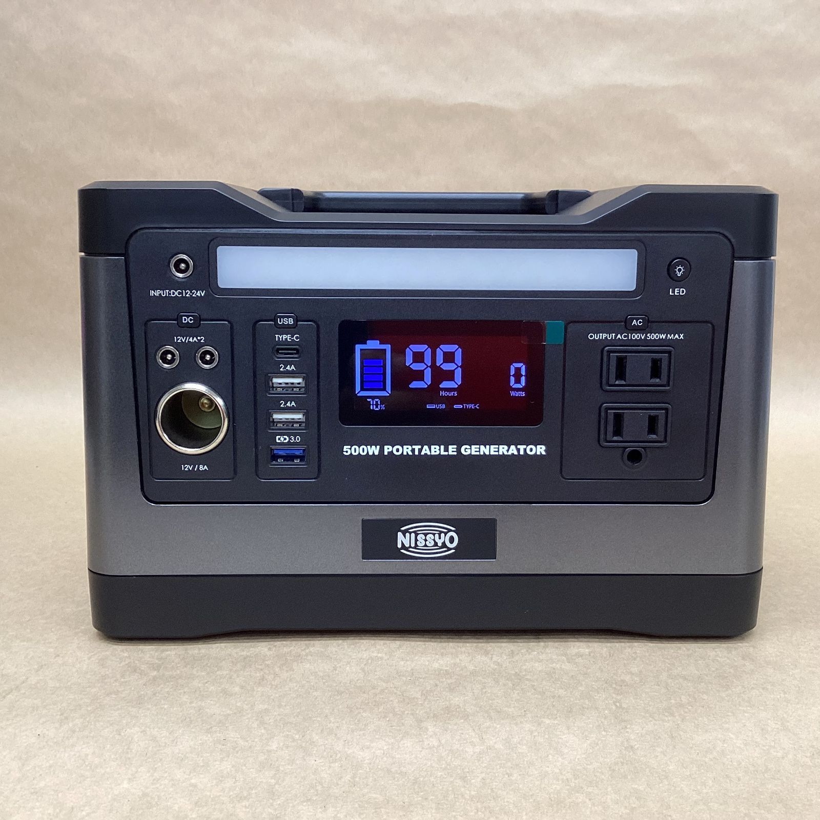 日章工業 ポータブル電源 NPG-5000 540Wh 大容量 定格500W 純正弦波 AC100V 高出力 防災 アウトドア 車中泊 キャンプ