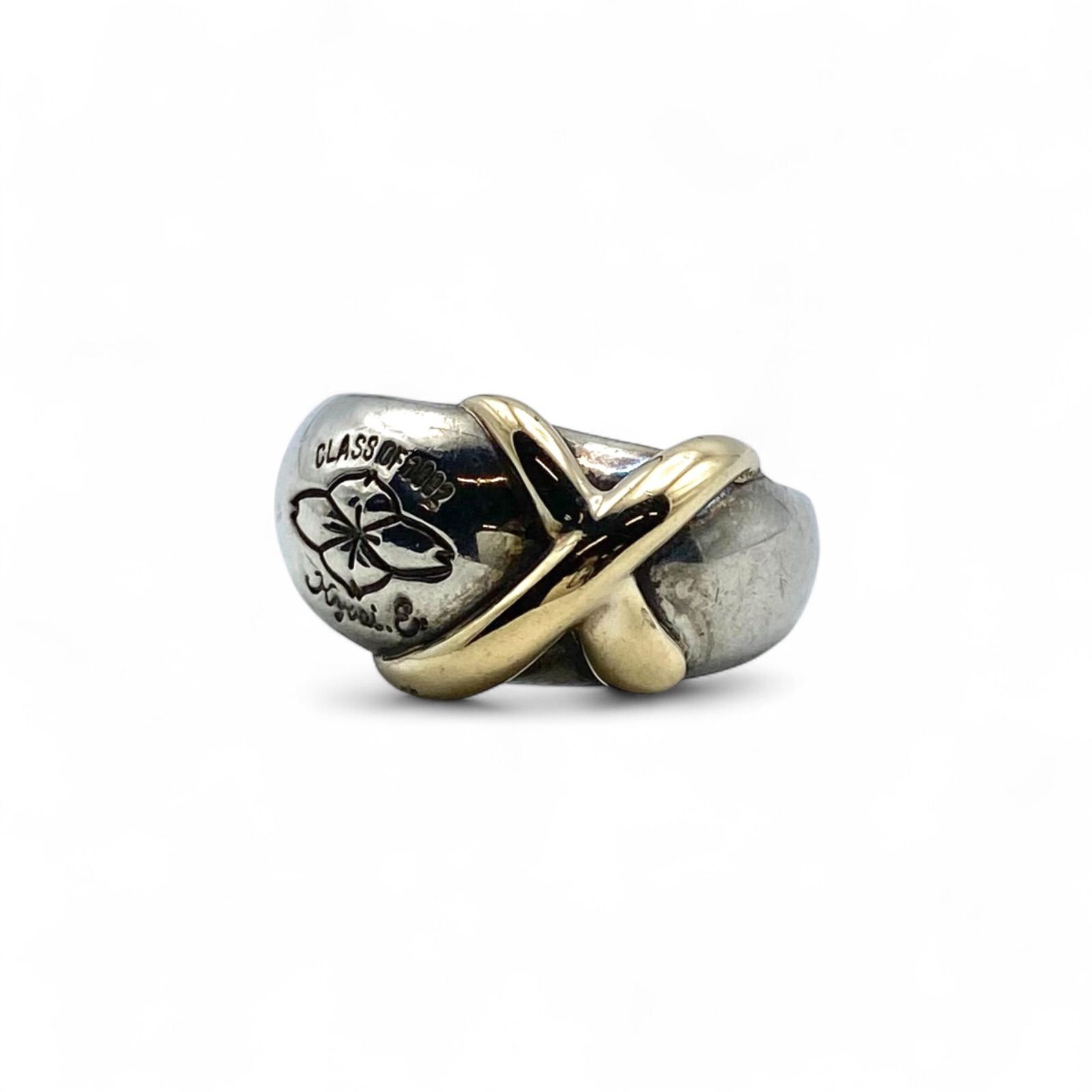 至高の逸品】K18 ゴールド 金 Silver 刻印 90s Vintage Design Ring