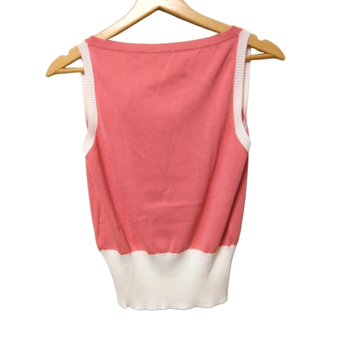 MALO マーロ ノースリーブカットソー サイズ40 M レディース - ピンク×アイボリー Vネック|ニット