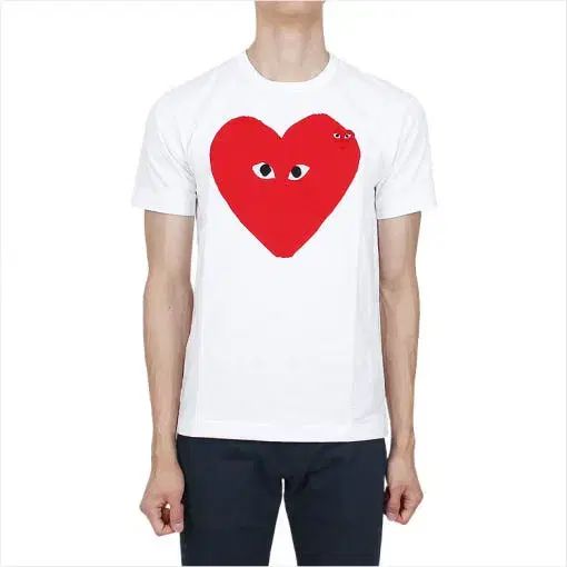 21FW COMME des GARCONS コム デ ギャルソン レディース メンズ ビッグダブルハート ワッペン 半袖Tシャツ P1T22 M