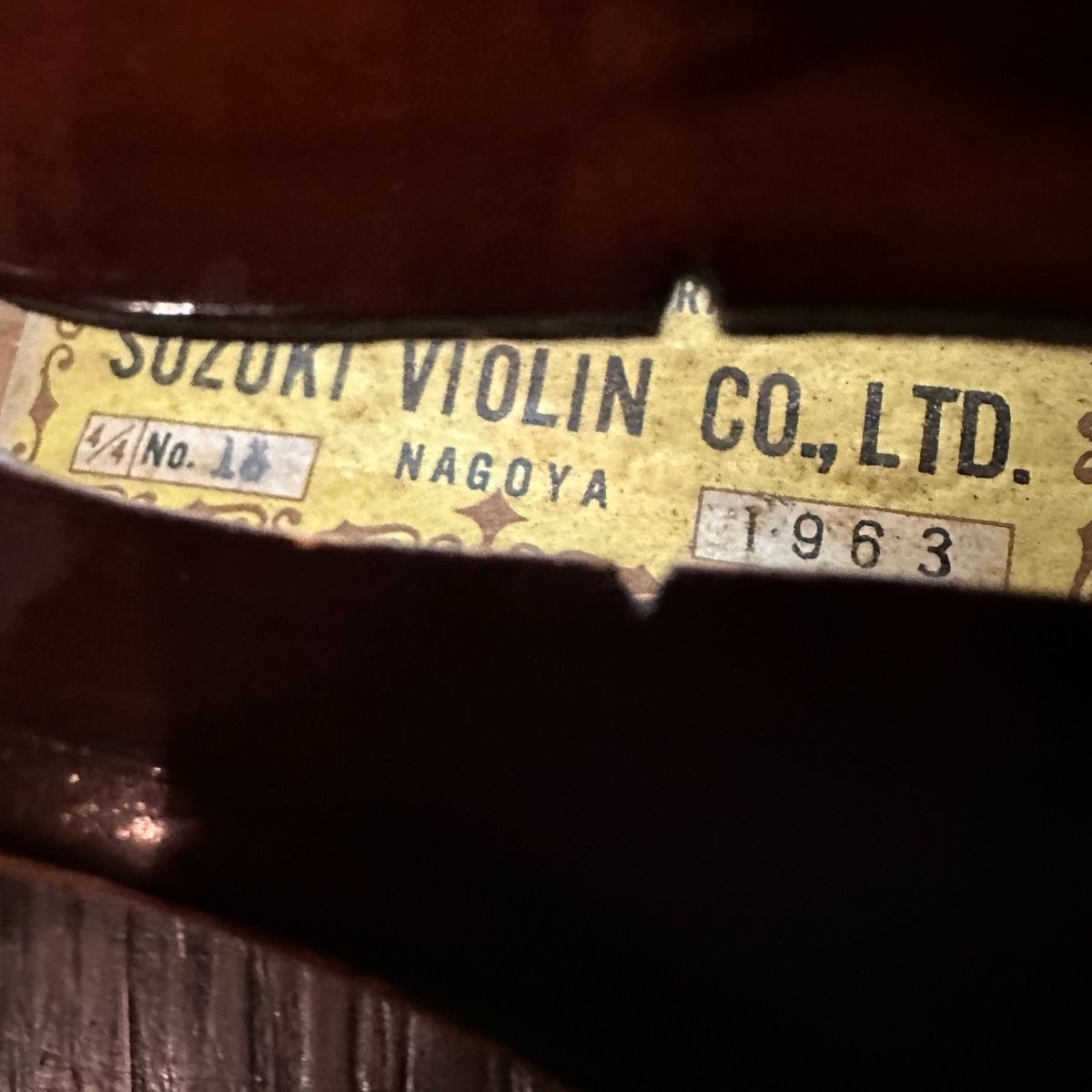 Suzuki No.18 1963年製 黄ラベル 4/4 Violin スズキ バイオリン