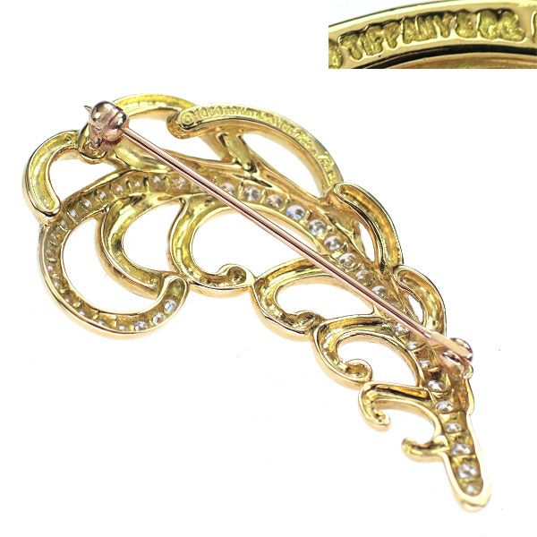 ティファニー K18YG ダイヤモンド ブローチ リーフ フェザー FORTGASGNV_COM_BR