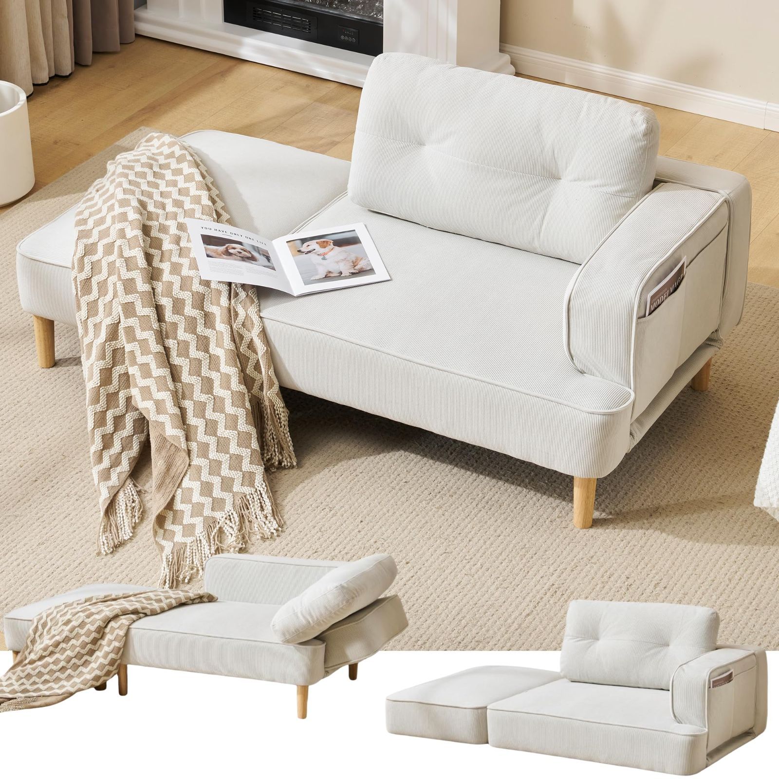 2人掛け ソファー ソファー オットマン付き カウチソファー 2人掛け 幅150cm 木脚外し ソファ コンパクト ローソファ コンパクト おしゃれ ひとり暮らし オーエスジェイ OSJ ファブリック カウチソファー ソファーベッド 2人掛け