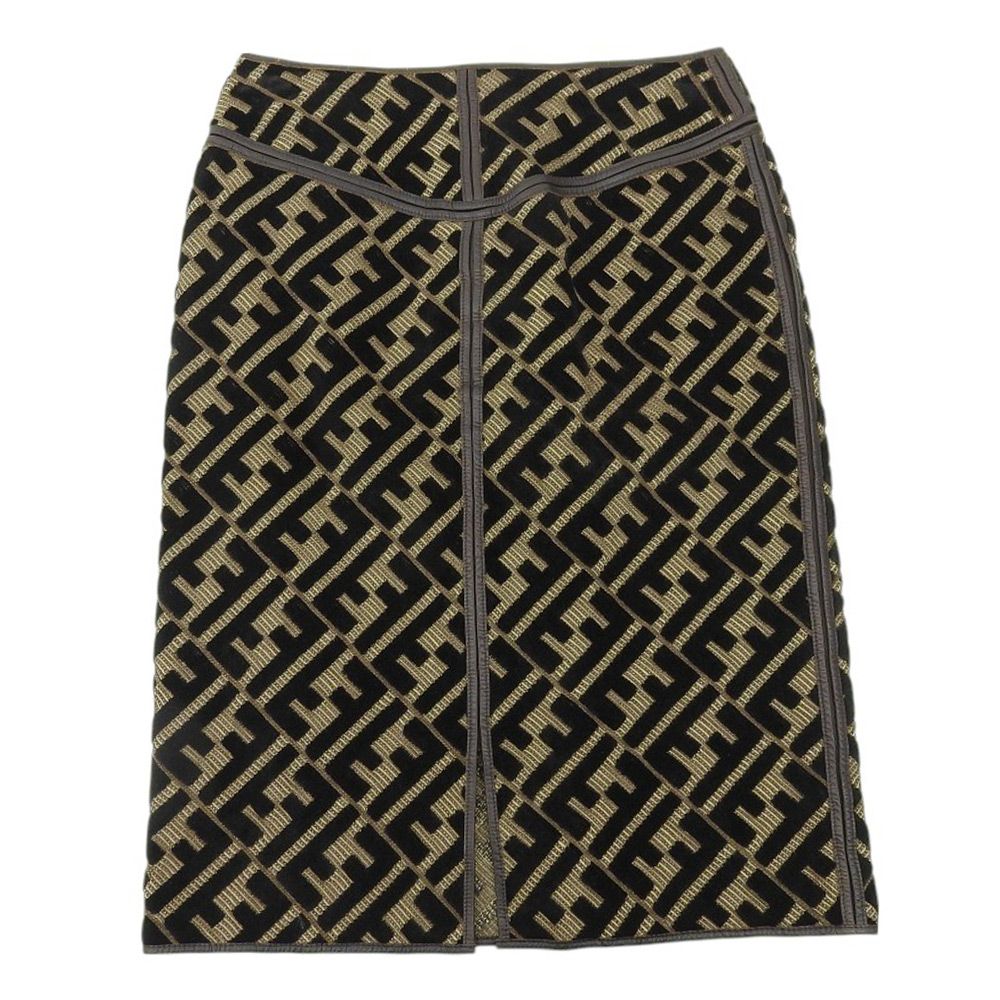 FENDI フェンディ ズッカ柄 レザー×ベロア スカート ボトムス