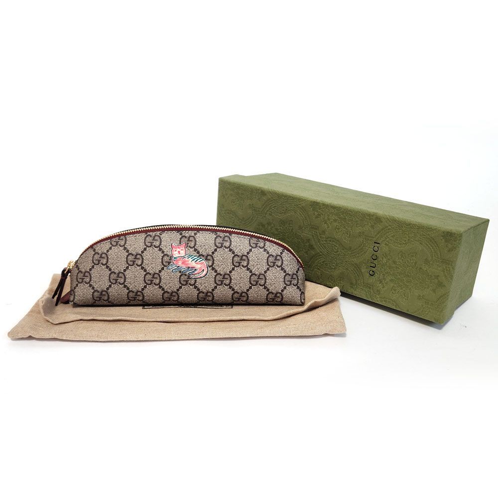 【GUCCI】ペンケース GGスプリーム ★小物入れ★猫★ GUCCI グッチ GG スプリーム ネコ ペンケース ポーチ 小物入れ